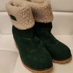 Emerald Green Women's Winter Boots with Faux Fur Lining